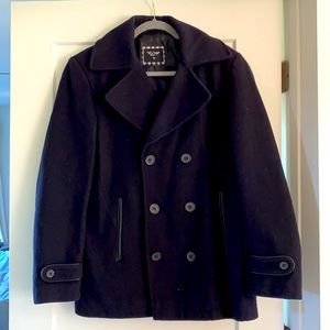Navy Jacket Pea Coat, Men’s Medium, Navy, good used condition, Cedarwood State
